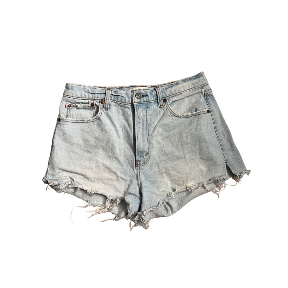 Abercrombie & Fitch High Rise Mom Shorts Light Wash Distressed Denim 29 8